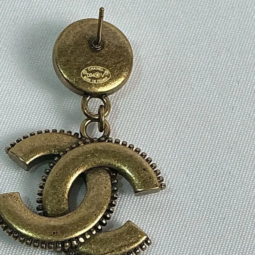 Chanel Antique Gold Pearl Earrings Estate Jewelry